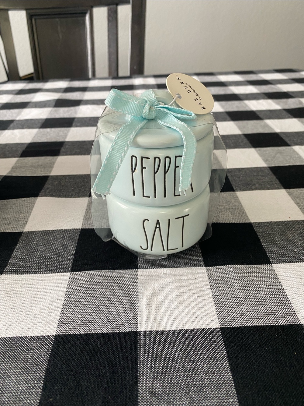 Rae Dunn Salt and Pepper Stackable Ceramic Jars - Light Blue